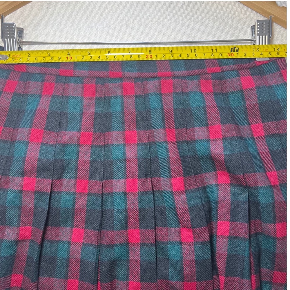 Vintage Pendleton Wool Plaid Pleated Midi Skirt Red Green Tartan Size 10 USA - Picture 7 of 8